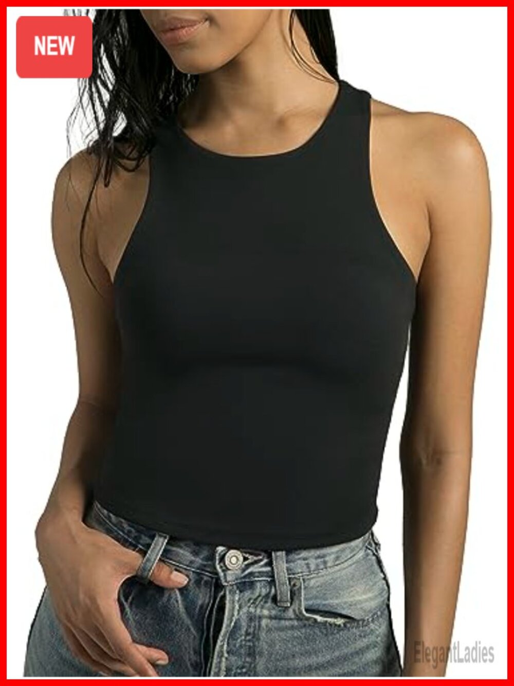 Women's Body Contour Tank Top Stretch Buttery Soft Crop Workout Yoga